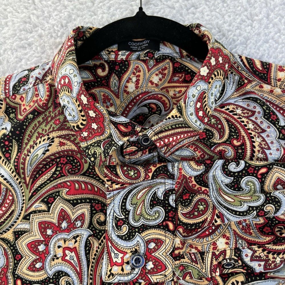 CooFandy Paisley Long Sleeve Shirt Size XL Multi- Colors Cotton Polyester Casual